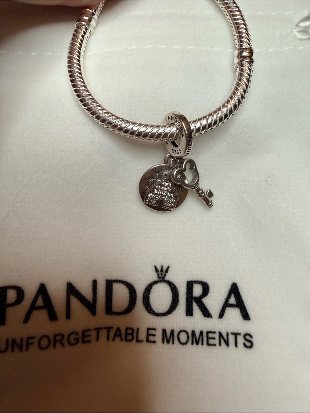 Fantasyland Castle Lock And Key Double Dangle Charm By Pandora Disney Parks